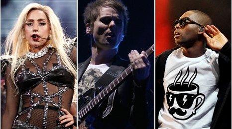 Lady Gaga, Muse and Tinie Tempah