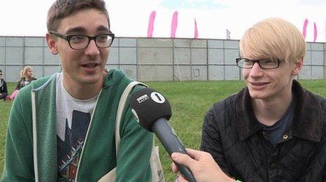 Alt-J backstage at Leeds festival