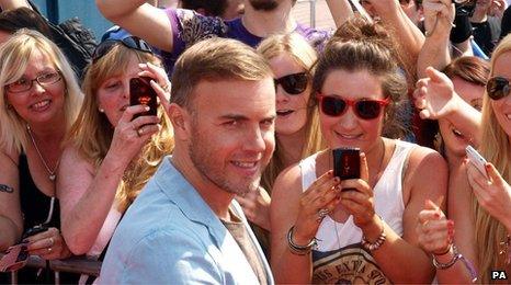 Gary Barlow meeting fans outside the auditions