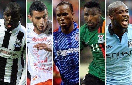 Demba Ba, Younes Belhanda, Didier Drogba, Christopher Katongo and Yaya Toure