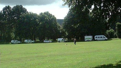 Police at fields in Mold