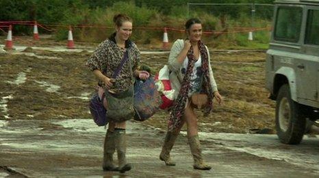 People leaving Creamfields