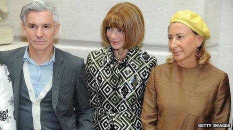 Baz Luhrmann, Editor-in-Chief of Vogue Anna Wintour and designer Miuccia Prada