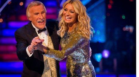 Sir Bruce Forsyth and Tess Daly