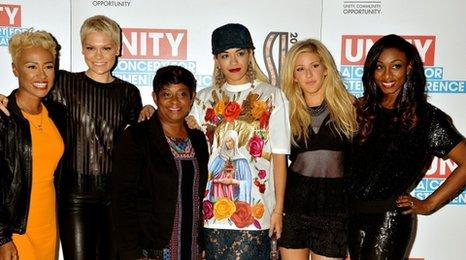 Emeli Sande, Jessie J, Doreen Lawrence, Rita Ora, Ellie Goulding and Beverley Knight