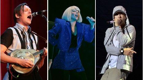 Arcade Fire, Lady Gaga, Eminem