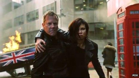 Kiefer Sutherland as Jack Bauer and Mary Lynn Rajskub as Chloe O'Brian