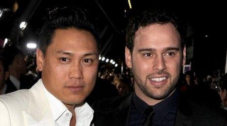 Scooter Braun (right) is working with Jon M. Chu on the film