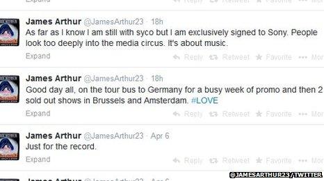 James Arthur Twitter feed