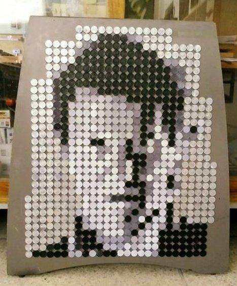 A portrait of Imran Khan made of coins