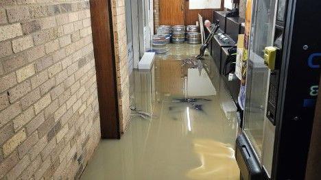 A flooded corridor