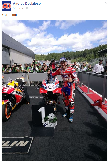 Dovizioso celebrates on Facebook