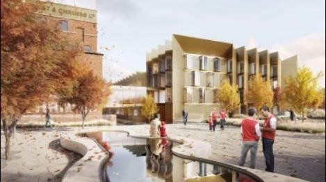 Artist impression for a new hotel on the former Guest & Chrimes site in Rotherham, which was built between 1857 and 1888 to produce crucial components for public water systems, including the original leak-proof tap