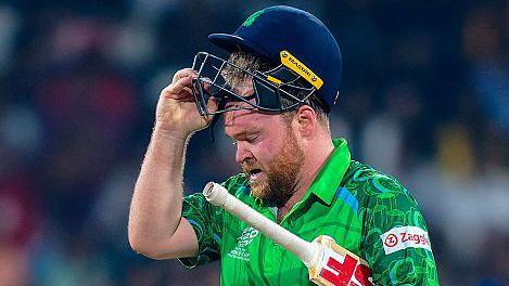 A dejected Paul Stirling walks off after being dismissed for just six runs on Sunday