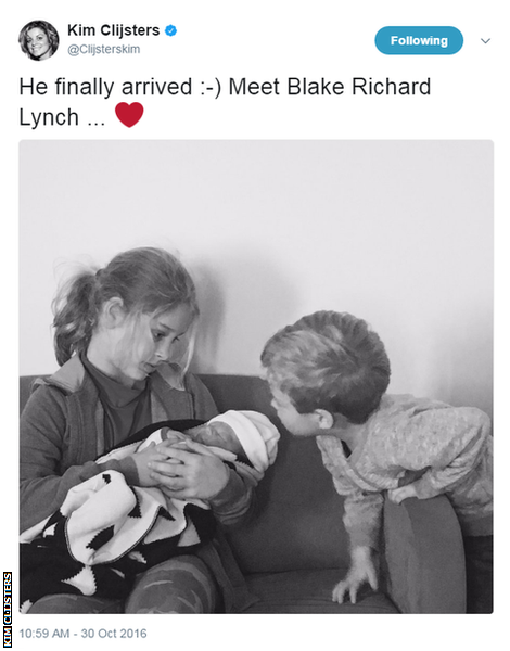 Clijsters now has three children - Jada, nine, three-year-old Jack and Blake, who is eight months old.