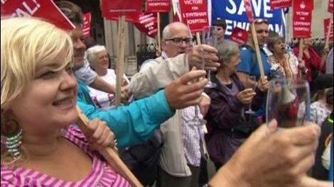 Demonstrators at the Royal Courts of Justice
