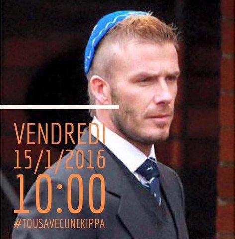 David Beckham wearing a kippah