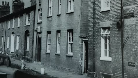 Black and white photograph showing the buildings of 17 to 19 Willow Walk