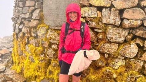 Lindsay on the top of Scafell Pike