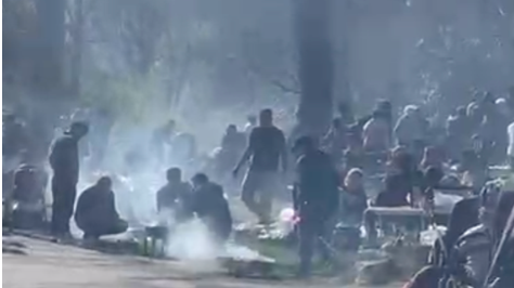 People use BBQs in Waterlow Park - the air is thick with smoke