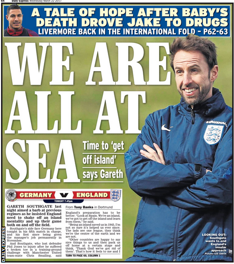 The Daily Express back page on Wednesday