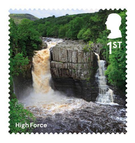 High Force in Forest-in-Teesdale, County Durham shown on a first class stamp.