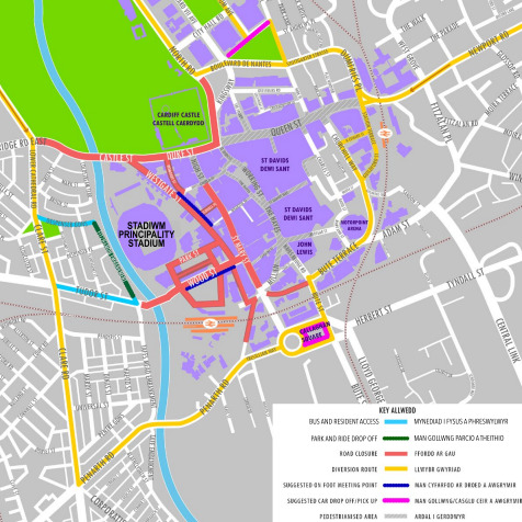 Map of Cardiff's road closures