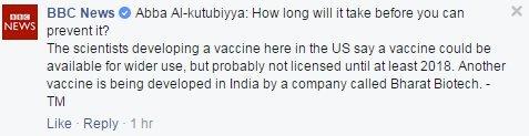 Abba Al-kutubiyya: How long will it take before you can prevent it? The scientists developing a vaccine here in the US say a vaccine could be available for wider use, but probably not licensed until at least 2018. Another vaccine is being developed in India by a company called Bharat Biotech.