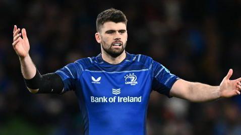  Harry Byrne of Leinster during the United Rugby Championship match between Leinster and Connacht at the Aviva Stadium.