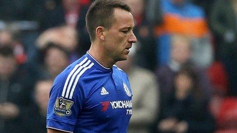 John Terry leaves the pitch after being sent off against Sunderland