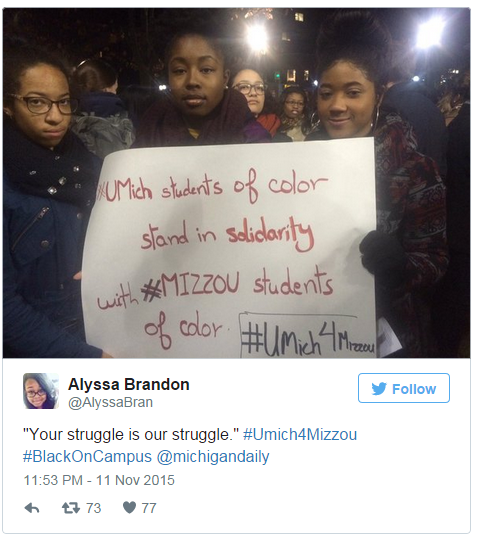 University of Michigan students joining the protest