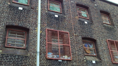 Rubbish in the grilles of windows at HMP Chelmsford