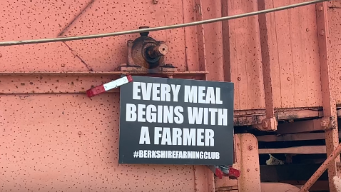 A sign at the agriculture show which read "Every meal begins with a farmer"