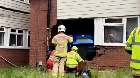 Car crashed into flats