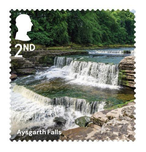 Aysgarth Falls shown on a second class stamp.