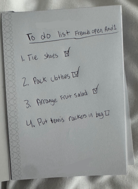 A picture of Coco Gauff 'to do list'