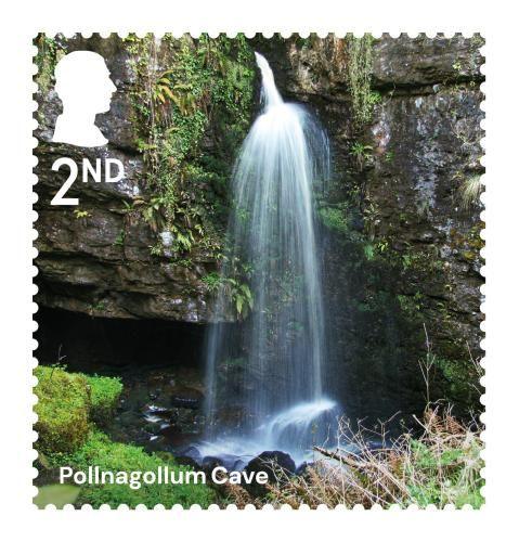 Pollnagollum Cave in Enniskillen shown on a second class stamp.
