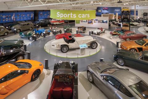Sports cars on display at the British Motor Museum