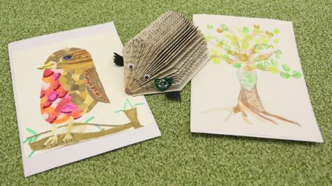 The art and hedgehog together looking pretty.