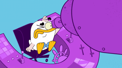 Duck is looking through a telescope