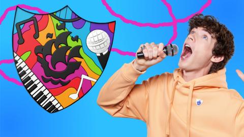 Blue Peter Music Badge and Joel.