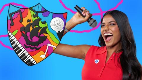Blue Peter Music Badge and Shini.