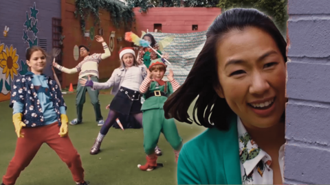 May Li looks at the kids of The Dumping Ground perform a song for her
