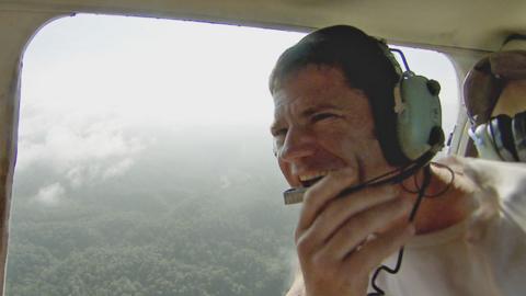 Steve in a helicopter