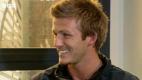 Young David Beckham smiling