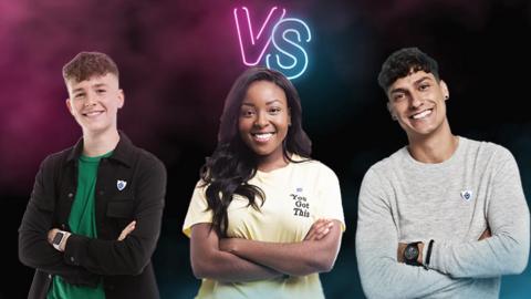 The blue Peter presenters: Adam, Mwaksy and Richie.