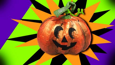 A papier mache pumpkin bowl