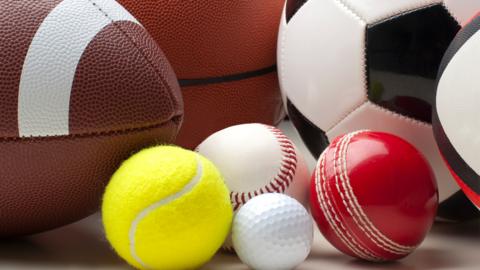 Different types of sport balls.