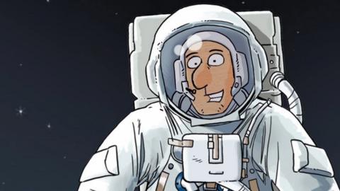 An illustrated astronaut.