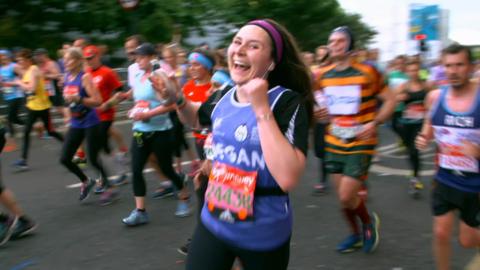 Meg running in the London Marathon